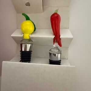 Colorful Pepper and Lemon Bottle Stoppers
